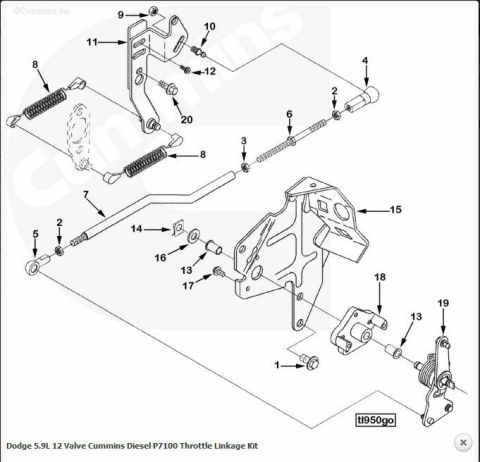 1996 Ford Bronco - Cummins Part# 4089112 12 valve throttle linkage for the 6bt w/ P7100