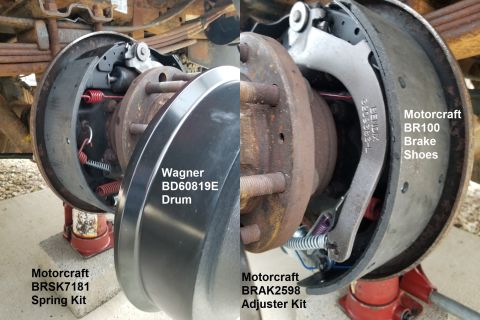 1997 Ford F-250 - I found it easiest to grease & hang the front shoe; then connect the upper retractor spring, grease, and rotate the rear shoe onto the push…