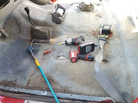 1997 Ford F-250 - Because the cab was as filthy as the undercarriage, and because the seat was broken, and because the headliner was sagging, I pulled out al…