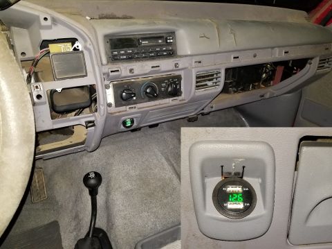 1997 Ford F-250 - Even though the whole dash shell has to come out, I need USB power now, so I replaced the Power Point with this dual socket & voltmeter (wh…