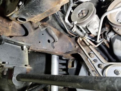 1989 Ford Bronco - The smog pump is gutted - it spins freely. The transmission cooler hose appears to have been replaced with the wrong type of hose. The RFI…