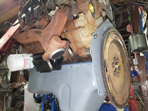 1996 Ford Bronco - With new MotorCraft plugs & oil filter, and common (fragile) engine mounts, it's ready to go back in.