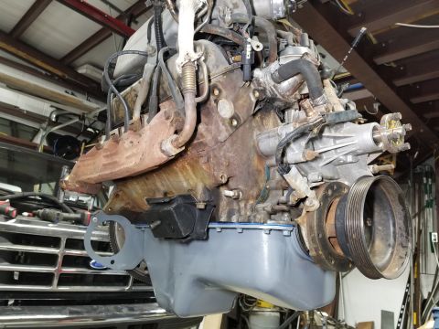 1996 Ford Bronco - With new MotorCraft plugs & oil filter, and common (fragile) engine mounts, it's ready to go back in.