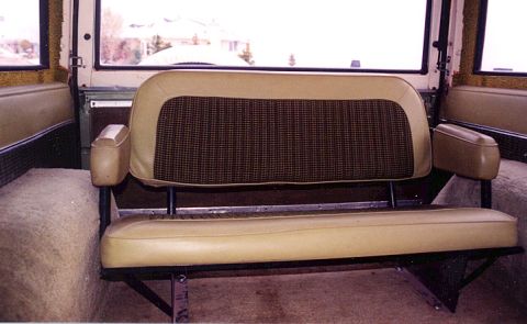 1973 Ford Bronco - Interior view of the rear bench seat in a 1973 Ford Bronco.
