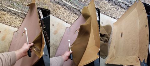 1993 Ford F-250 - I managed to peel the headliner off the backer nearly intact, which only means less scrubbing the foam off the backer before gluing new mat…