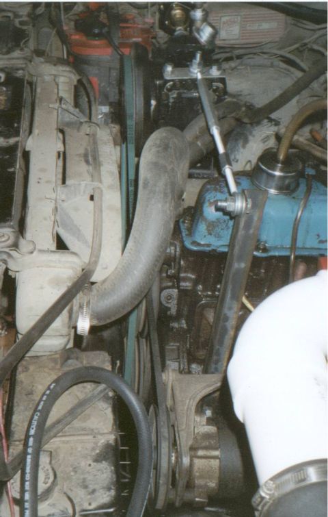 1980 Ford Bronco - You can see the last availible belt slot and the tensioner mount (angle iron) that goes to a pair of unused, engine bracket holes in the bl…