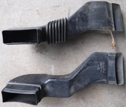 1992 Ford Bronco - Comparison of the outlets on the different versions of the better intake snorkel. The accordion type doesn't seem to collapse in as much.
