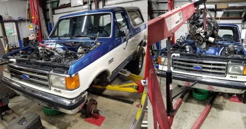 1989 Ford Bronco - Engine out