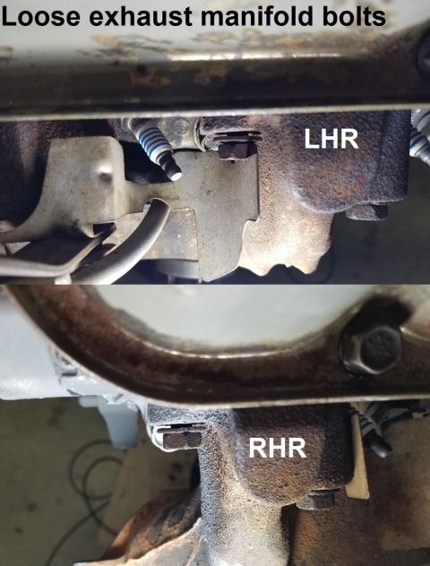1989 Ford Bronco - I tightened two exhaust manifold bolts that were very loose; a few others, slightly. Since I didn't find any leaks here with the engine run…