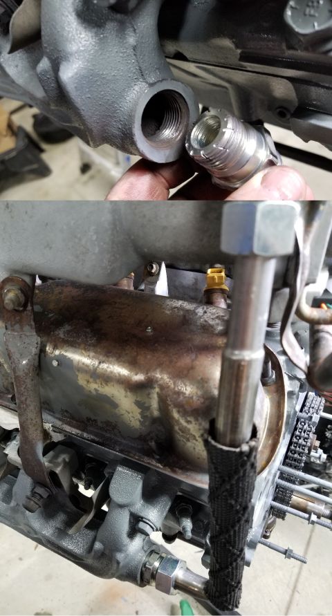 1989 Ford Bronco - The EGR fitting was too rusty to reuse, and its threads stripped when I removed it from the manifold. So since I don't have & can't find a…