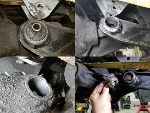 1989 Ford Bronco - The Left pivot bushing (for the Right axle beam) was powdered. The other one was in better condition, but it also got replaced. Both sleeve…