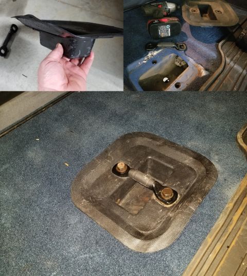 1989 Ford Bronco - While changing the rear seat strike bar, I also straightened its cup, and removed ANOTHER dirt-dauber nest. IF THE IMAGE IS TOO SMALL, clic…