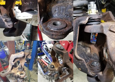 1989 Ford Bronco - The Right lower ball joint nut wasn't tight; not even finger-tight. And although it had been wallowing in the bore enough to wear threads i…