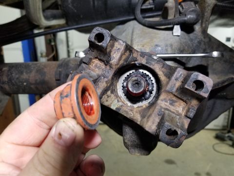1989 Ford Bronco - Pinion nut is sealed & threadlocked at the correct preload (~9 in-lbs).