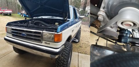 1989 Ford Bronco - After warming up the engine, I checked timing - it was around 13 degrees, so I reset it to the 10 mark that I painted earlier.