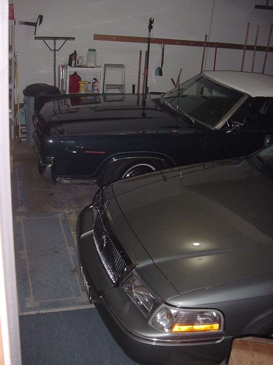 Good thing this garage is pretty generous, to be able to fit TWO Mercury Marquise.  One a huge 1969  convertible, and the other a 2003 Grand Marquis LSE!