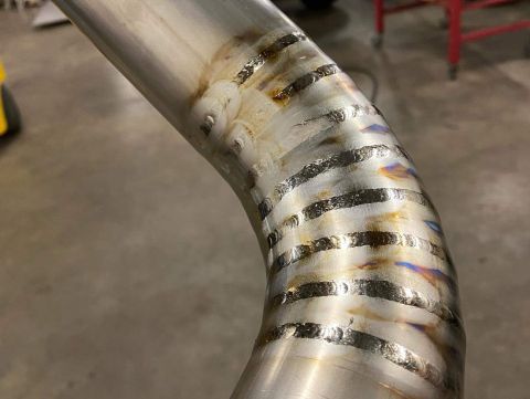1996 Ford Bronco - 20200327 - Titanium charge pipes are being welded up.