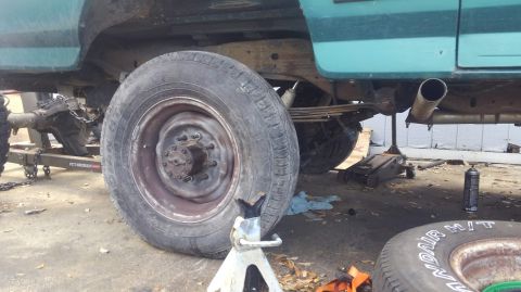 1996 Ford Bronco - these are just cheap spare tires i got from junkyard to use till i get proper tires. but they let me keep the truck off the jackstands so i…
