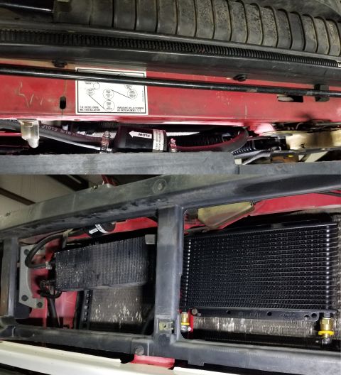 1997 Ford F-250 - This aftermarket ATF cooler isn't as big as it's advertised to be, but it's bigger than the stock one. Its hose barbs are a size larger tha…