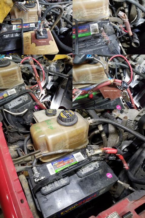 1997 Ford F-250 - The negative terminal was easy: after cutting the original Lead clamp away, stripping enough cable to go in the new terminal, and brushing…