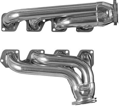 1979 Ford Bronco - Pair of chrome exhaust headers, one set above the other, with visible branding on the lower set.