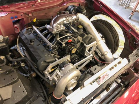 1992 Ford Crown Victoria - Customized engine bay a turbocharger and polished intake components.