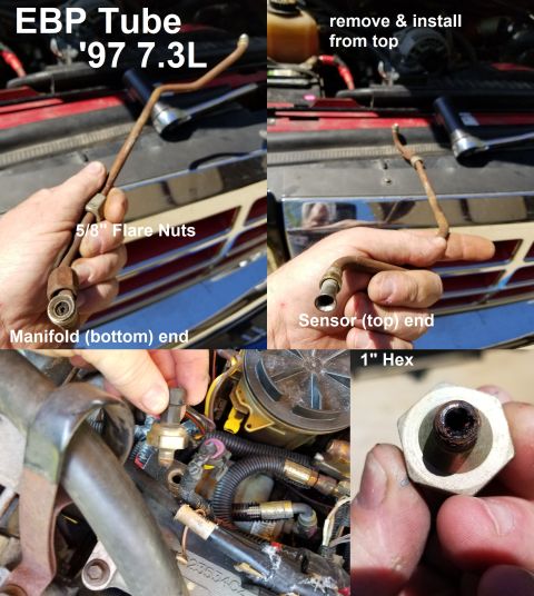 1997 Ford F-250 - EBP Tube IF THE IMAGE IS TOO SMALL, click it. This was much easier to R&R than the later trucks I've seen on some YouTube videos - the whol…