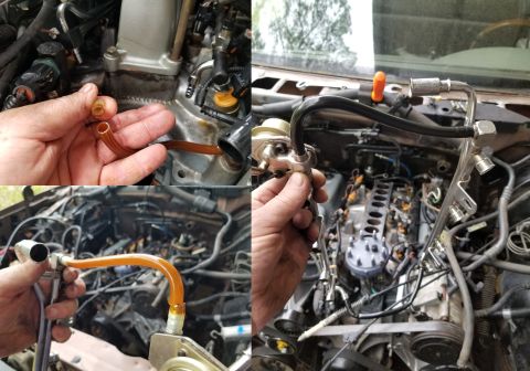 1993 Ford F-250 - This fuel rail's crossover tubing is more-brittle than any I've encountered before. Apparently I broke it when I removed the rail during th…