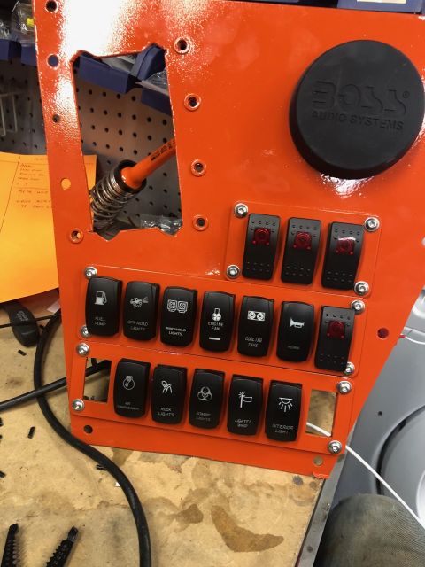 1992 Jeep Wrangler - A custom-installed switch panel, likely for aftermarket accessories, is mounted and ready for wiring.