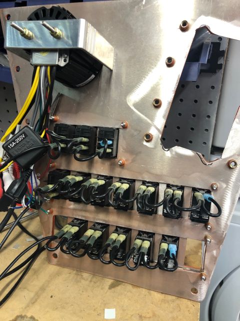 1992 Jeep Wrangler - Custom electrical panel with numerous switches and wiring, possibly for a vehicle or project.