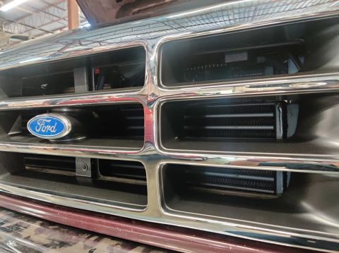 1996 Ford Bronco - 20200429 - Intercooler fits nicely. Here I can only see the top half, the rest extends behind the bumper.