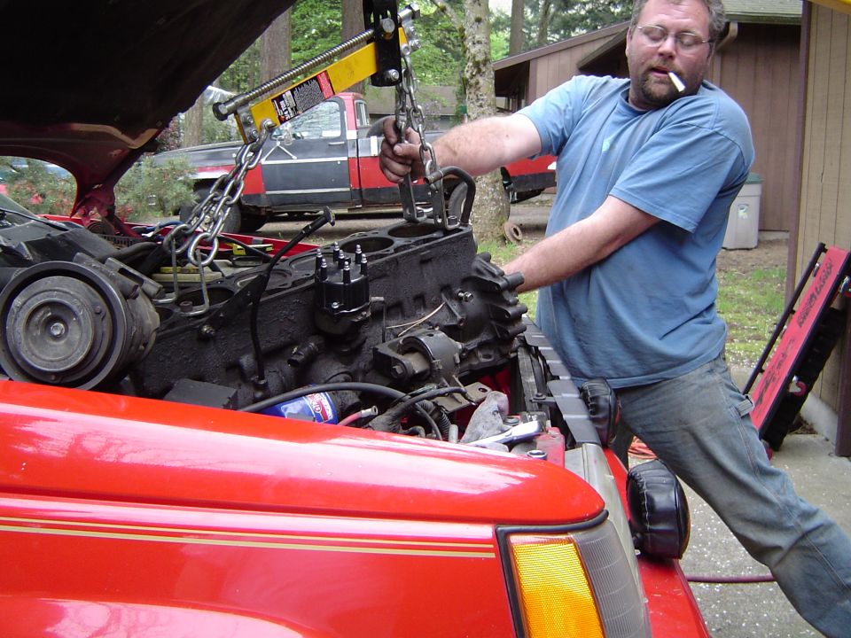 Todd trying to keep the engine out of the condensor