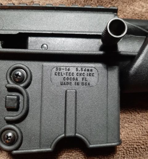 2003 Ford F-250 - Detail of a Kel-Tec SU-16 firearm receiver, manufactured in Cocoa, FL, USA.