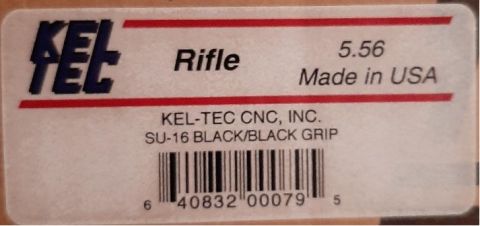 2003 Ford F-250 - Product label for a Kel-Tec SU-16 rifle grip, made in the USA.