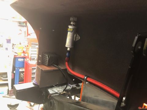 1992 Jeep Wrangler - Custom fuel filter and braided line installation with an added electrical component.