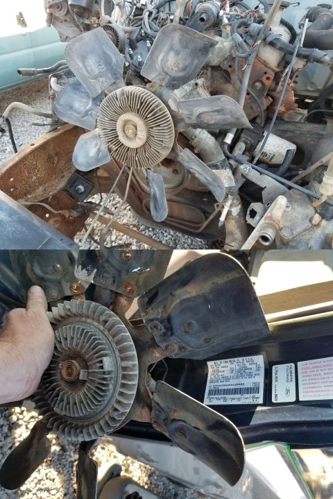 1983 Ford Bronco - 7-blade fans are good to swap onto trucks that originally had 5-blade fans. These are '95 F250 5.8Ls, which will also fit 5.0Ls. The 4.9L t…