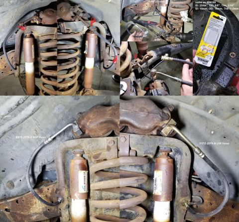1993 Ford F-250 - The front brake hoses were too badly rusted & degraded (braiding exposed) to risk driving, when new ones are only ~$20ea. The Copper flat w…