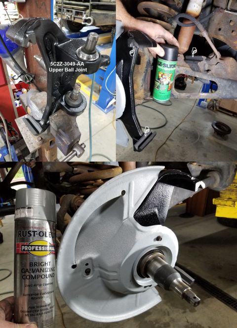 1993 Ford F-250 - While the Left spindle was off, I washed & sandblasted it, and then painted it with engine black and graphite (on the caliper slide surface…