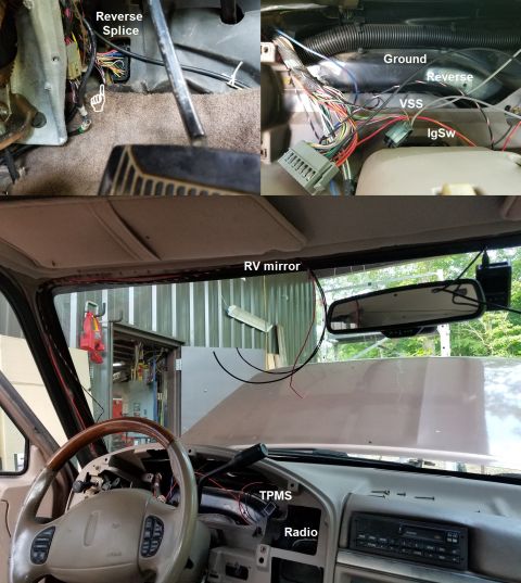 1993 Ford F-250 - To make the autodimming compass RV mirror work, it needs ground, switched power, and reverse-light power. I chose to splice the instrument…
