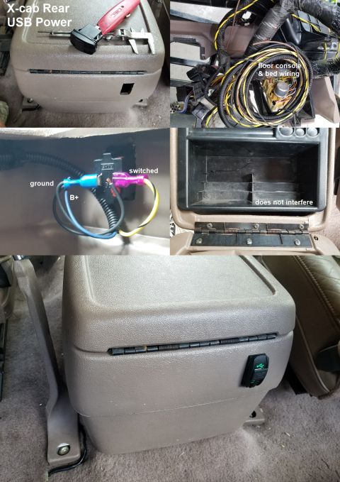 1993 Ford F-250 - While the dash was out, I added wiring for a bed toolbox & bed LEDs; and for the floor console running under the carpet. I may add a switch…