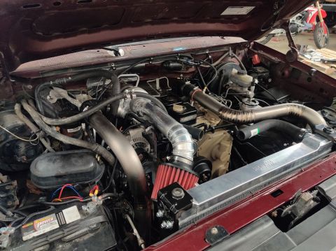 1996 Ford Bronco - 20200527 - Intake is welded up and fits perfectly. Looks like it touches the radiator but it doesn't.