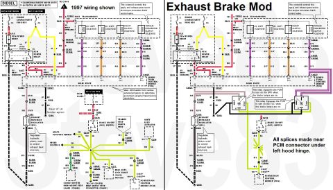 1997 Ford F-250 - '97 7.3L Exhaust Brake Modification IF THE IMAGE IS TOO SMALL, click it. Note that, because the BOO circuit is always hot, the mod relays w…