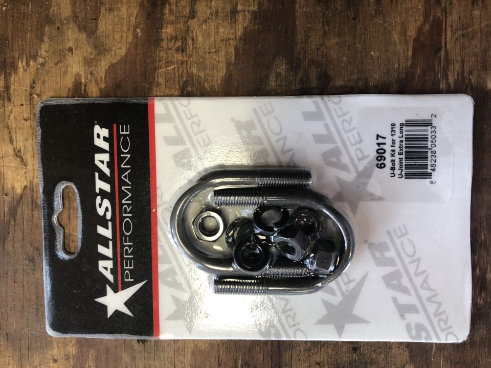 U-bolt kit with nuts and washers in packaging