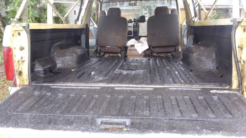 1988 Ford Bronco - Herculined the bed of the truck. defiantly had some rust holes, should have done earlier