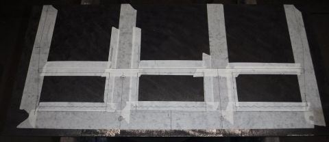 1992 Ford Bronco - Winch plate layout on 9/32" steel plate. As you can see, I tweaked the plan a few times while sketching it out.