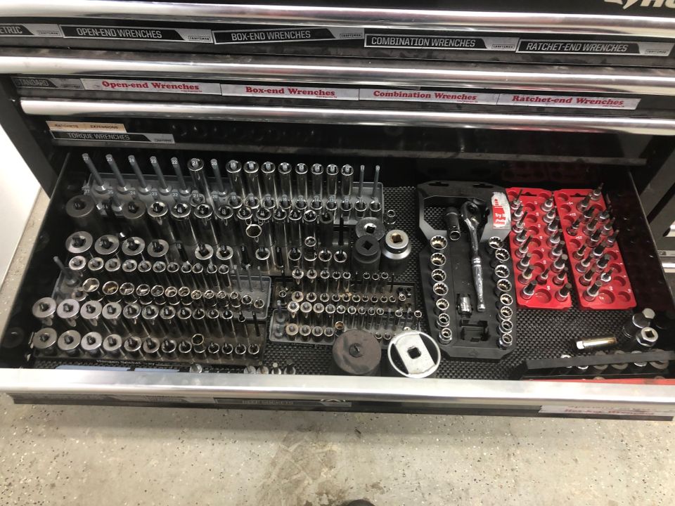 Tool drawer with sockets and wrenches