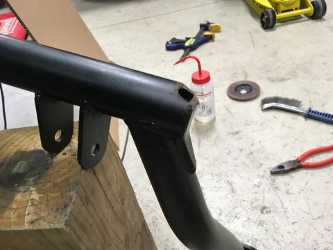 1987 Ford Bronco - Had to clearance the driver side shock hoop to clear the extra fat brake booster.