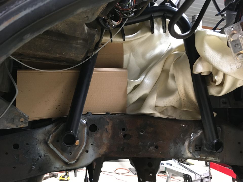 Passenger side shock hoop welded in.