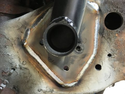 1987 Ford Bronco - Accidentally used the upper engine cage bolts to line up the passenger shock hoop. They are too small and it didn't line up perfectly. Corr…