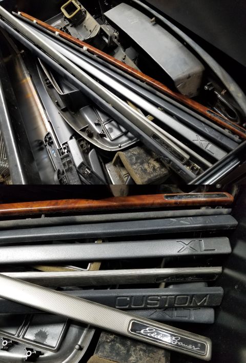 1983 Ford Bronco - '92-96 Dash Right Trim Strips Custom black XL black XL graphite XLT black XLT Aluminum possibly F2TZ1504460C EB Aluminum EB wood ('96-97 on…